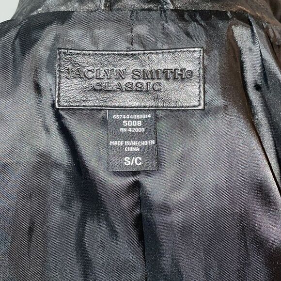 Jaclyn Smith Vintage Genuine Leather Quilted Jacket size S Collared Snap Front - Picture 9 of 11